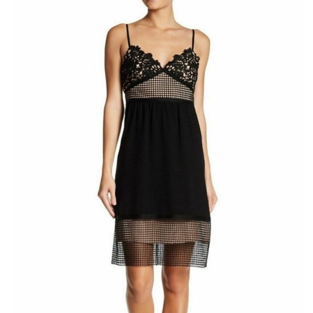 Theory Melaena Lace Overlay Black Elevate Crepe Silk Lining Cocktail Dress
